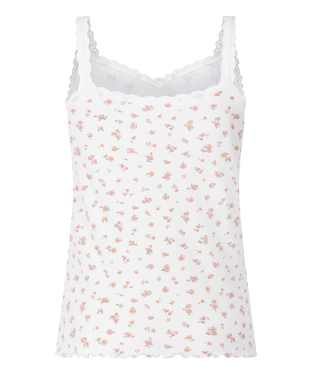 Prążkowana koszulka na ramiączkach, Biały