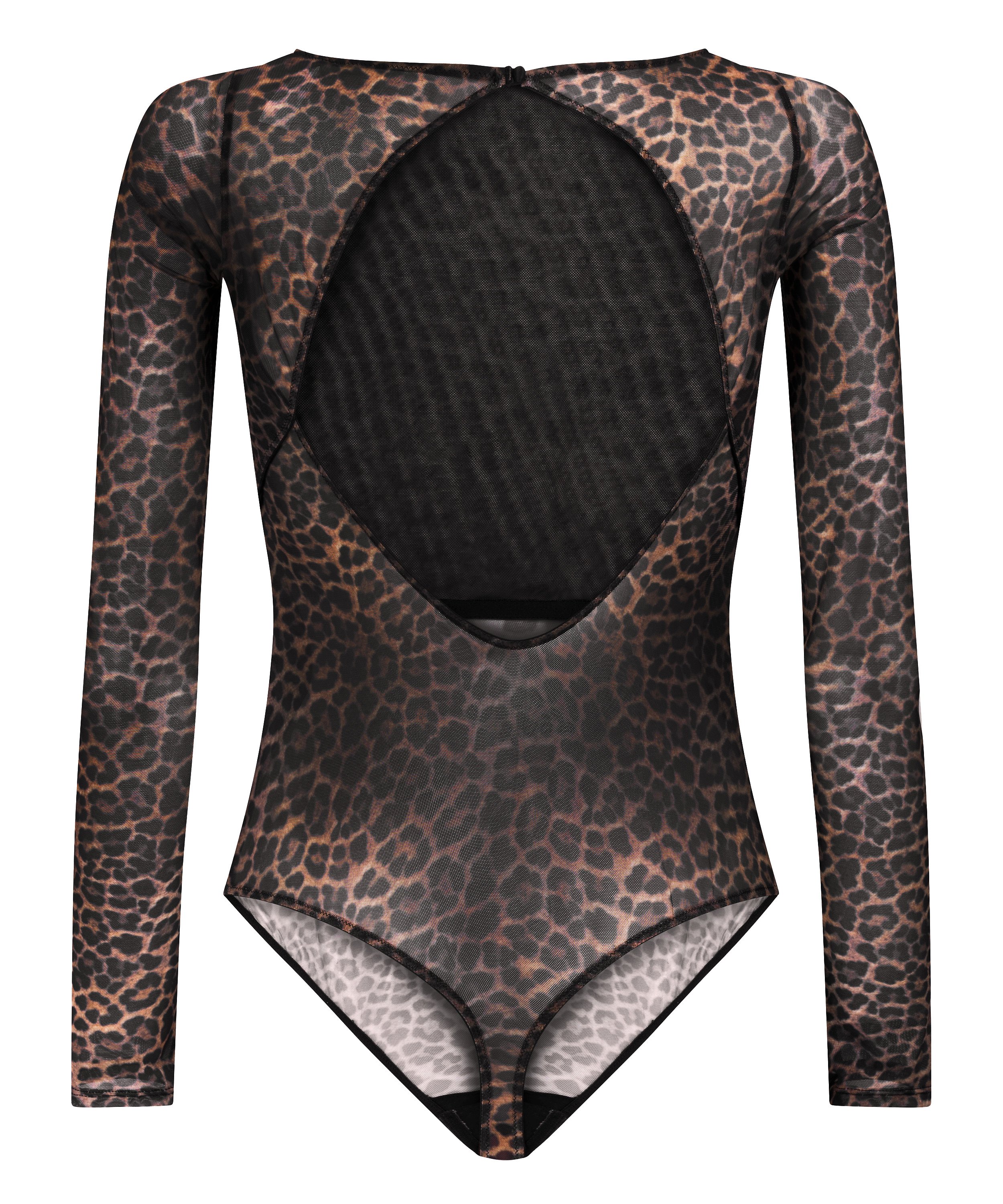 Body Tara Leopard z długim rękawem, Czarny, main