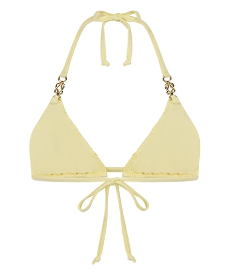 Tr&oacute;jkątna szydełkowa g&oacute;ra od bikini, Ż&oacute;łty