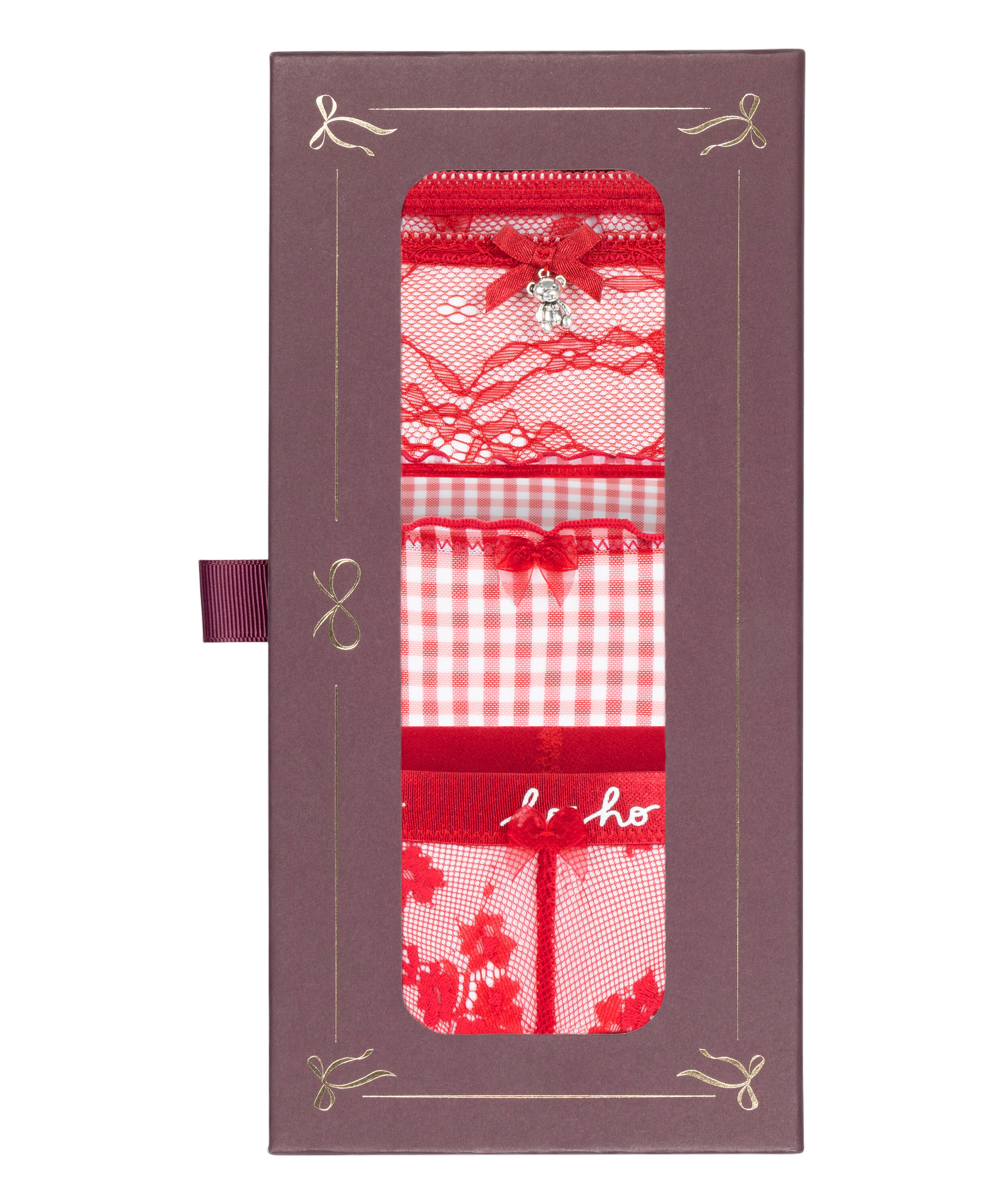 Zestaw prezentowy ze stringami świątecznymi, Czerwony