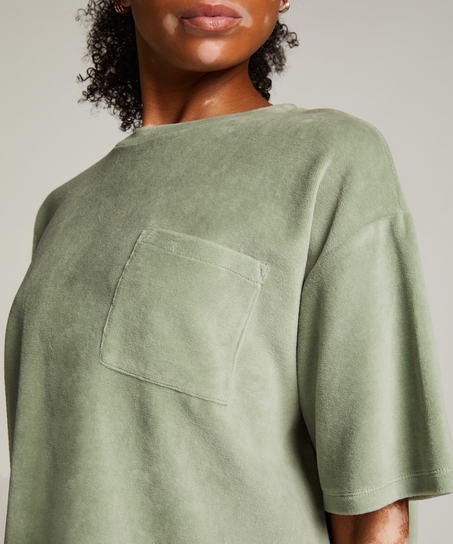 Bluzka z weluru na kr&oacute;tki rękaw, Zielony