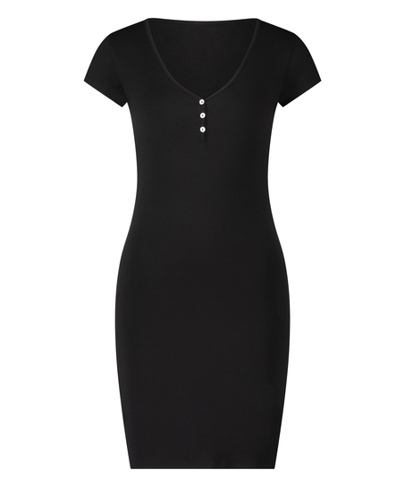 Koszula nocna Henley, Czarny