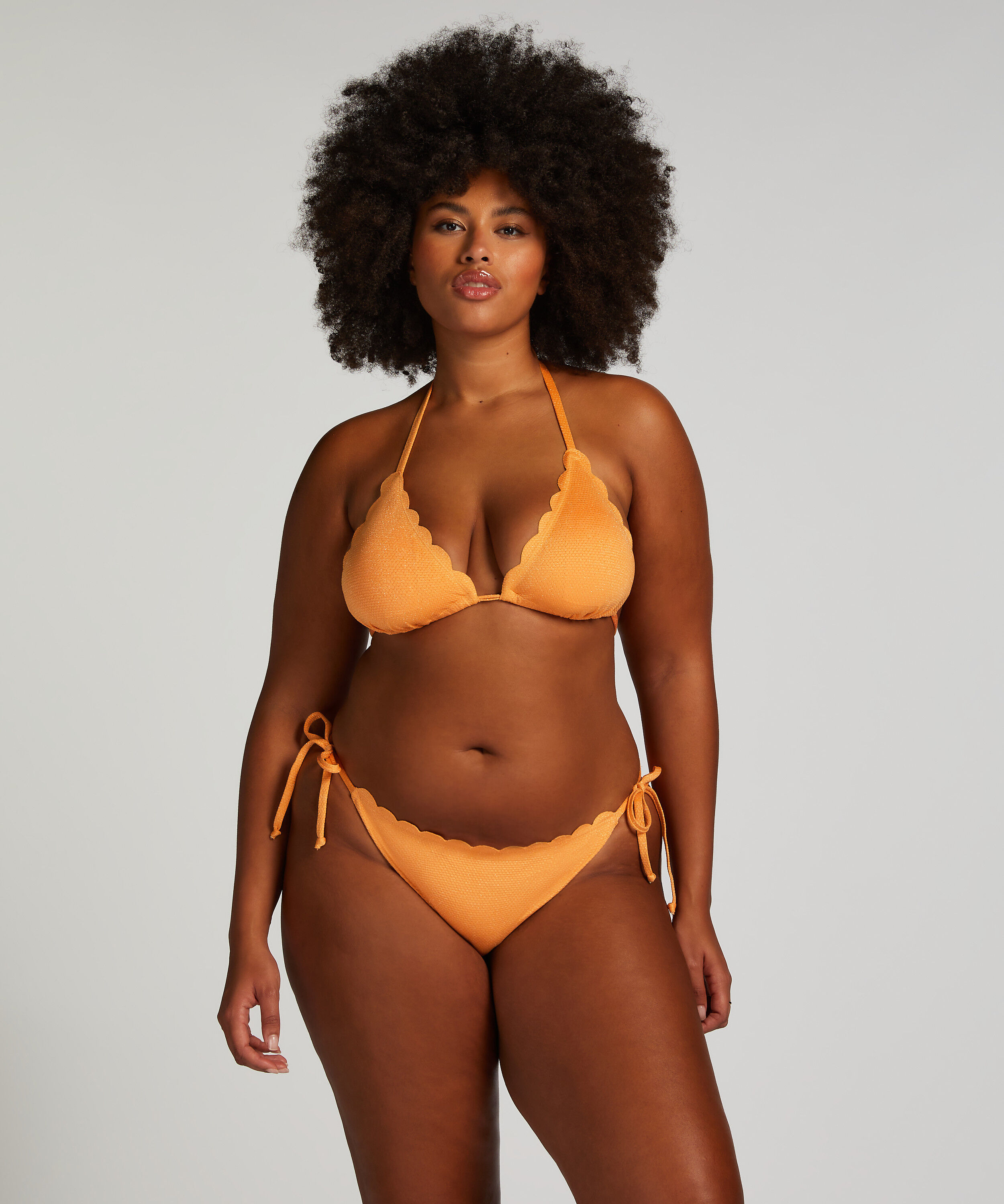 Majtki Bikini Cheeky Tanga Scallop Lurex, Pomarańczowy