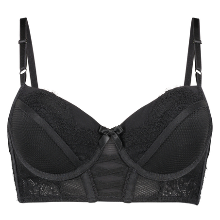 Valentina Padded Longline Underwired Bra, Czarny