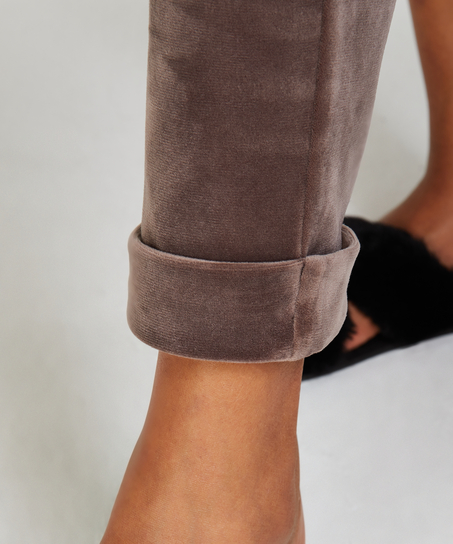 Welurowe spodnie do biegania, Brązowy