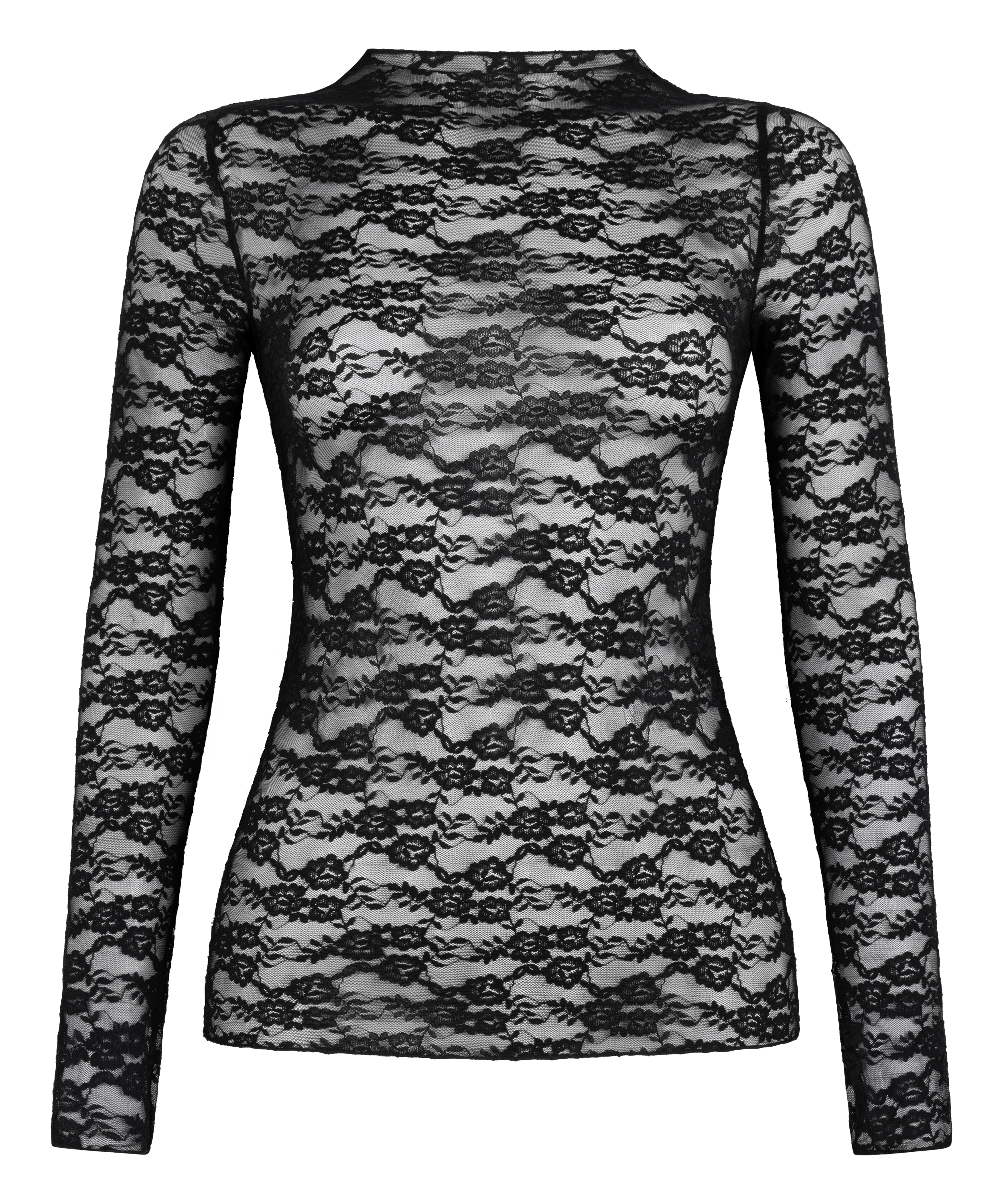 Top w całości wykonana z koronki, Czarny, main
