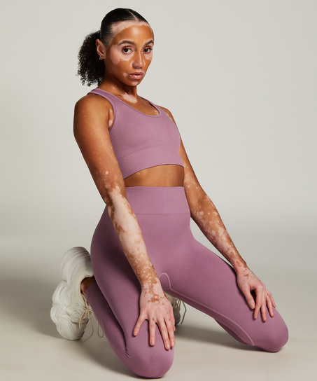 Biustonosz sportowy bezszwowy HKMX Zebra, Fioletowy