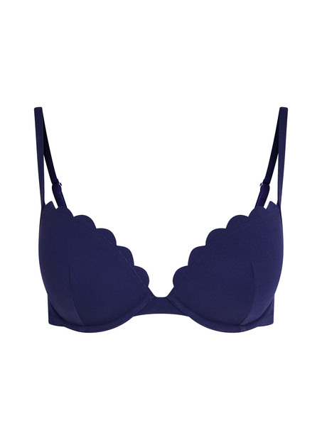 G&oacute;ra od bikini push-up z fiszbinami, z falowanym brzegiem, miseczki A &ndash; E, Niebieski