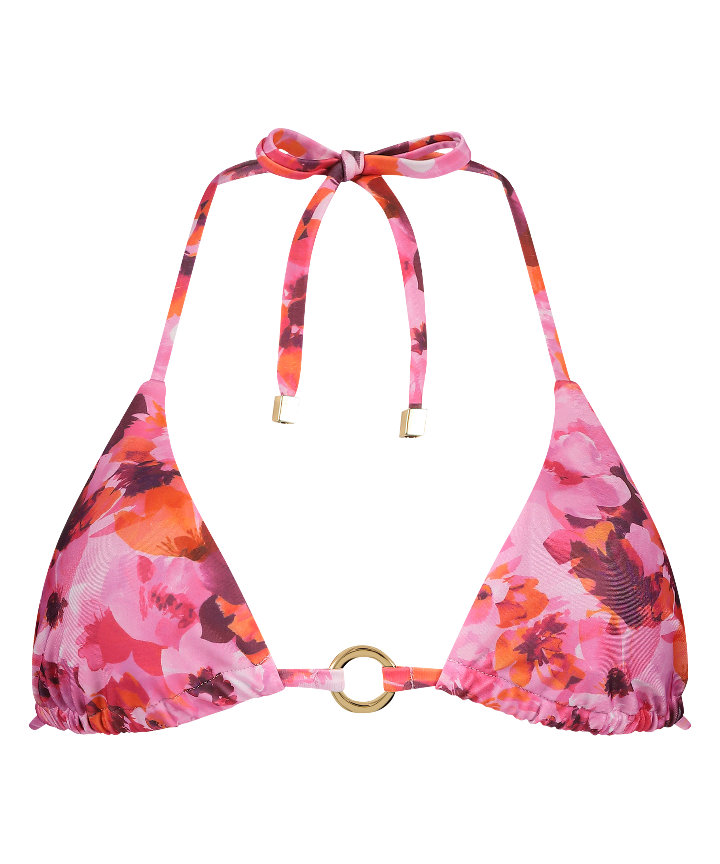 Tr&oacute;jkątna g&oacute;ra od bikini w kwiaty, R&oacute;żowy, main