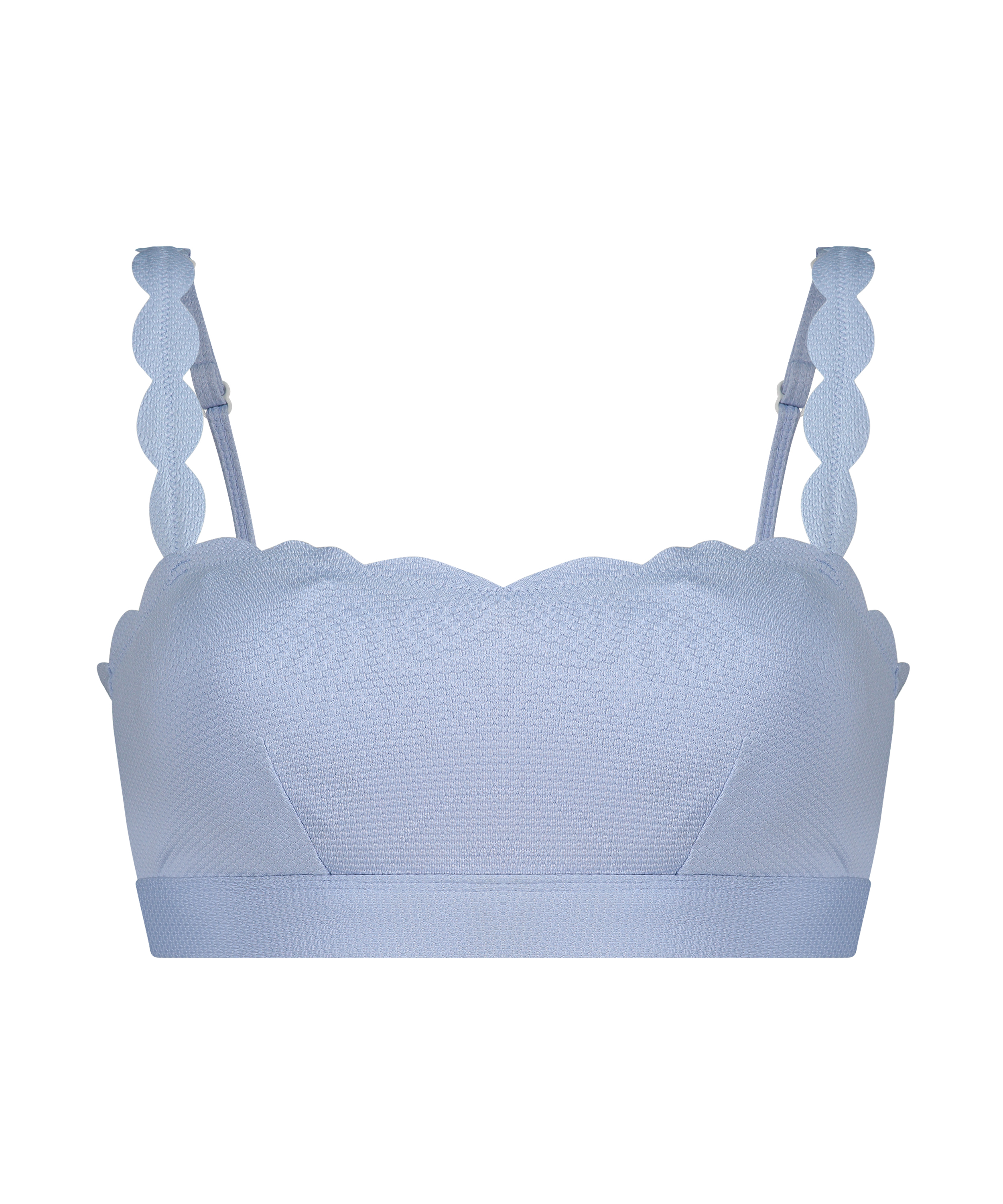 Crop top z falowanym brzegiem, Niebieski, main