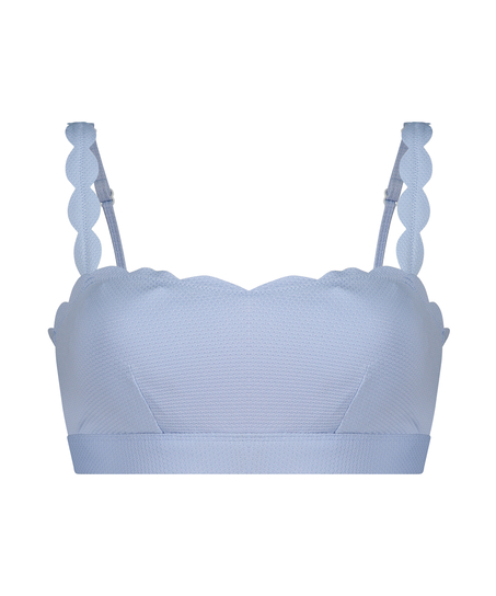 Crop top z falowanym brzegiem, Niebieski