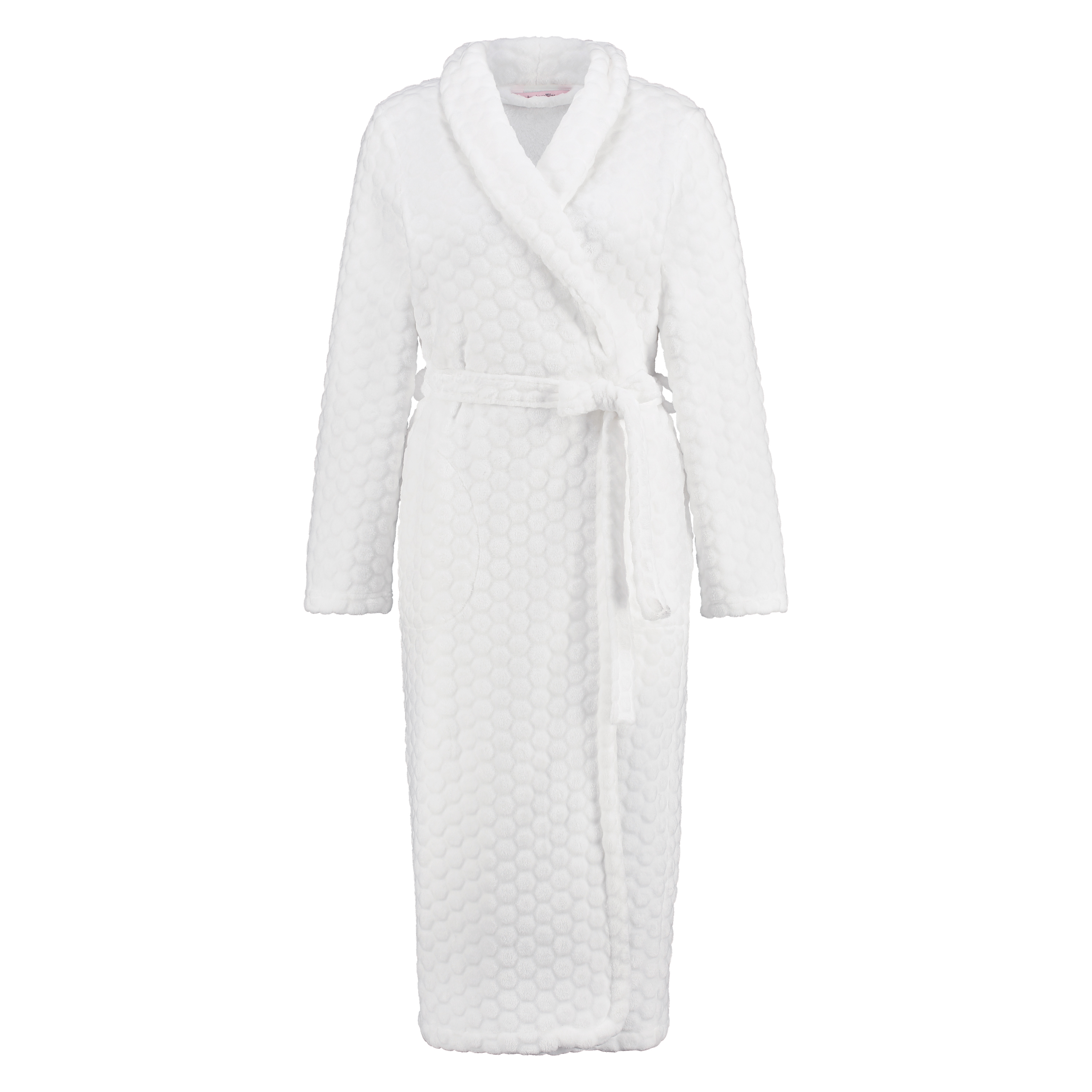 Long Fleece Bathrobe, Biały, main