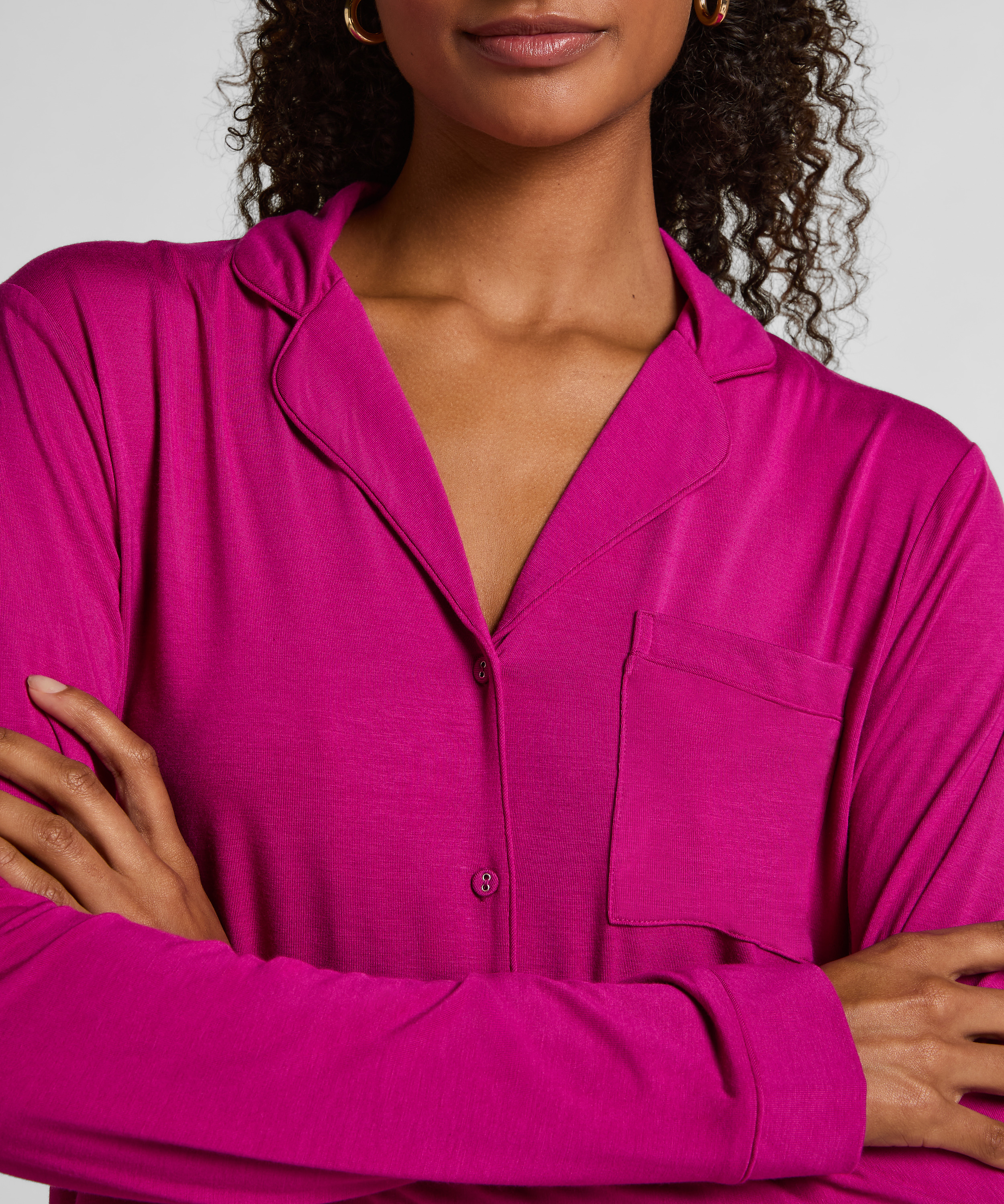 Narzutka Essential z dżerseju z długim rękawem, R&oacute;żowy, main