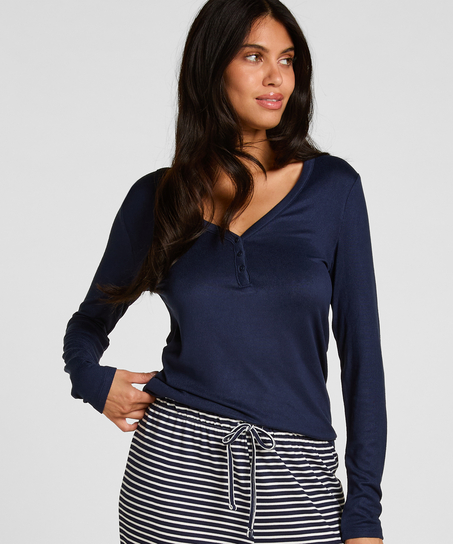 Top Henley do Piżamy, Niebieski