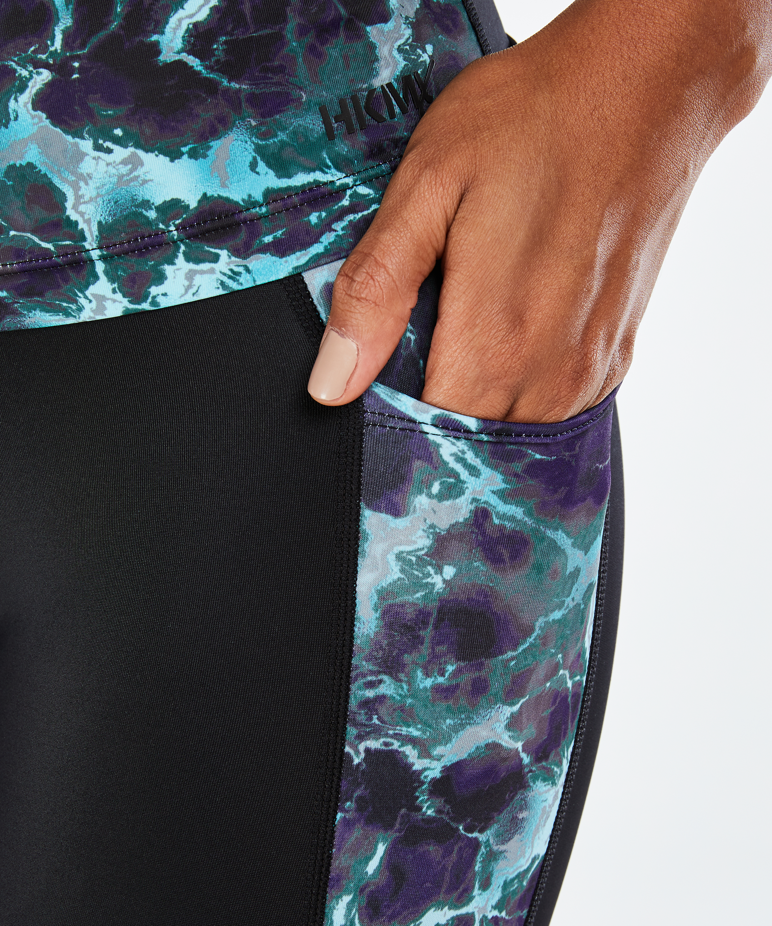 HKMX high-waist sports leggings marble level 3, Niebieski, main