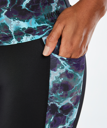 HKMX high-waist sports leggings marble level 3, Niebieski