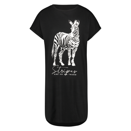 Koszula nocna z okrągłym dekoltem, Czarny