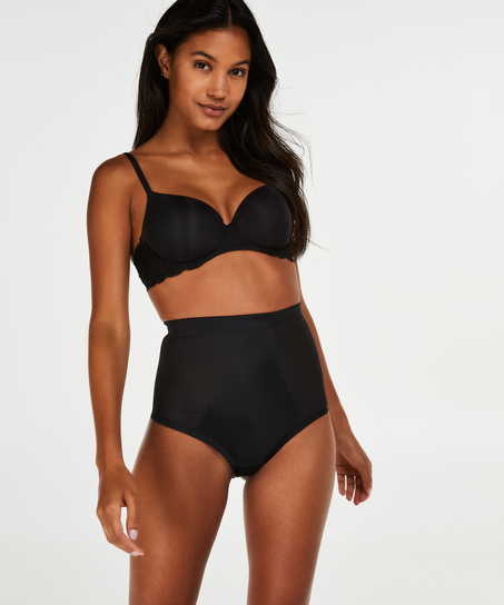 Sculpting scallop high waisted thong - Level 3, Czarny