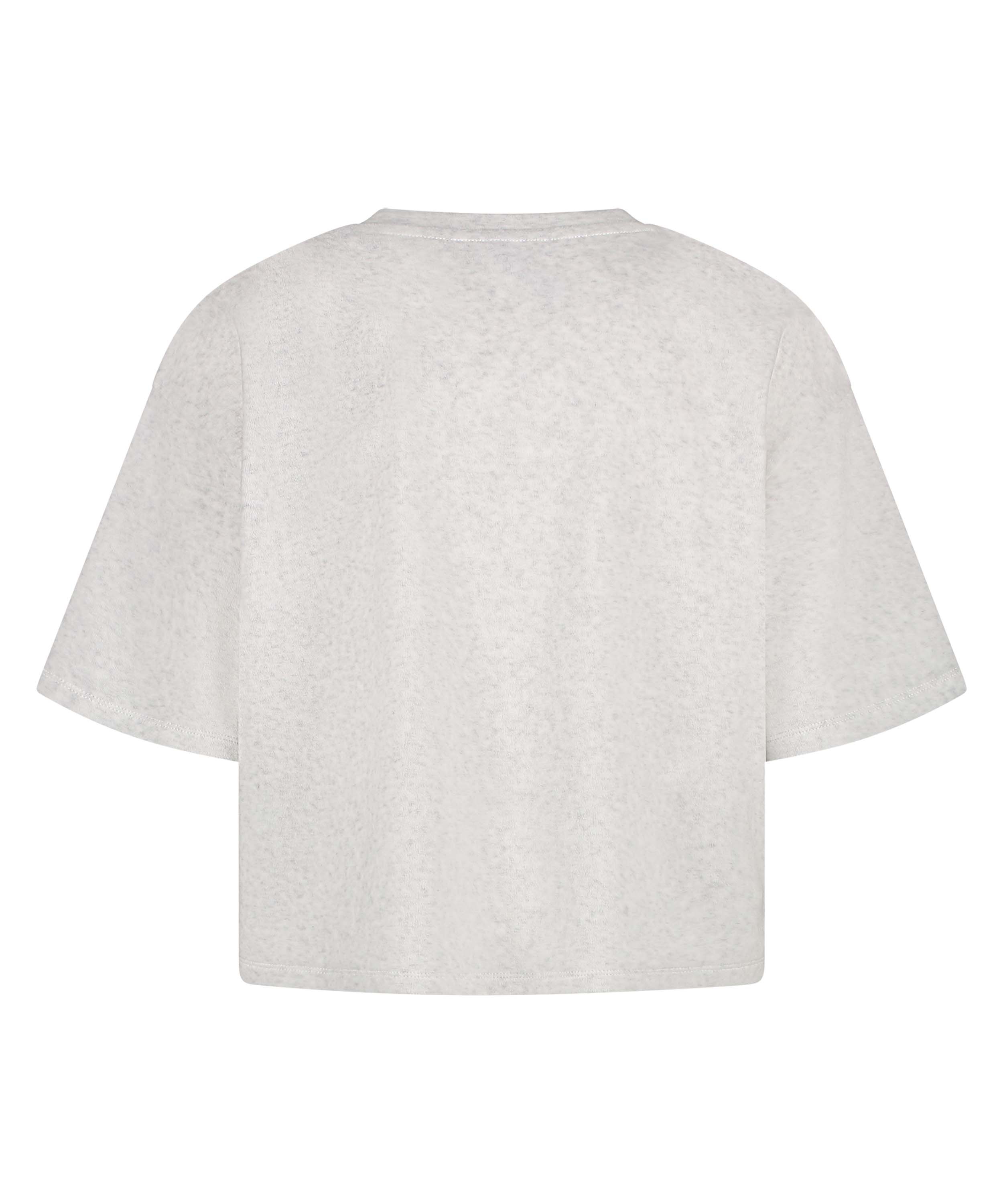 Bluzka z weluru na kr&oacute;tki rękaw, Szary, main