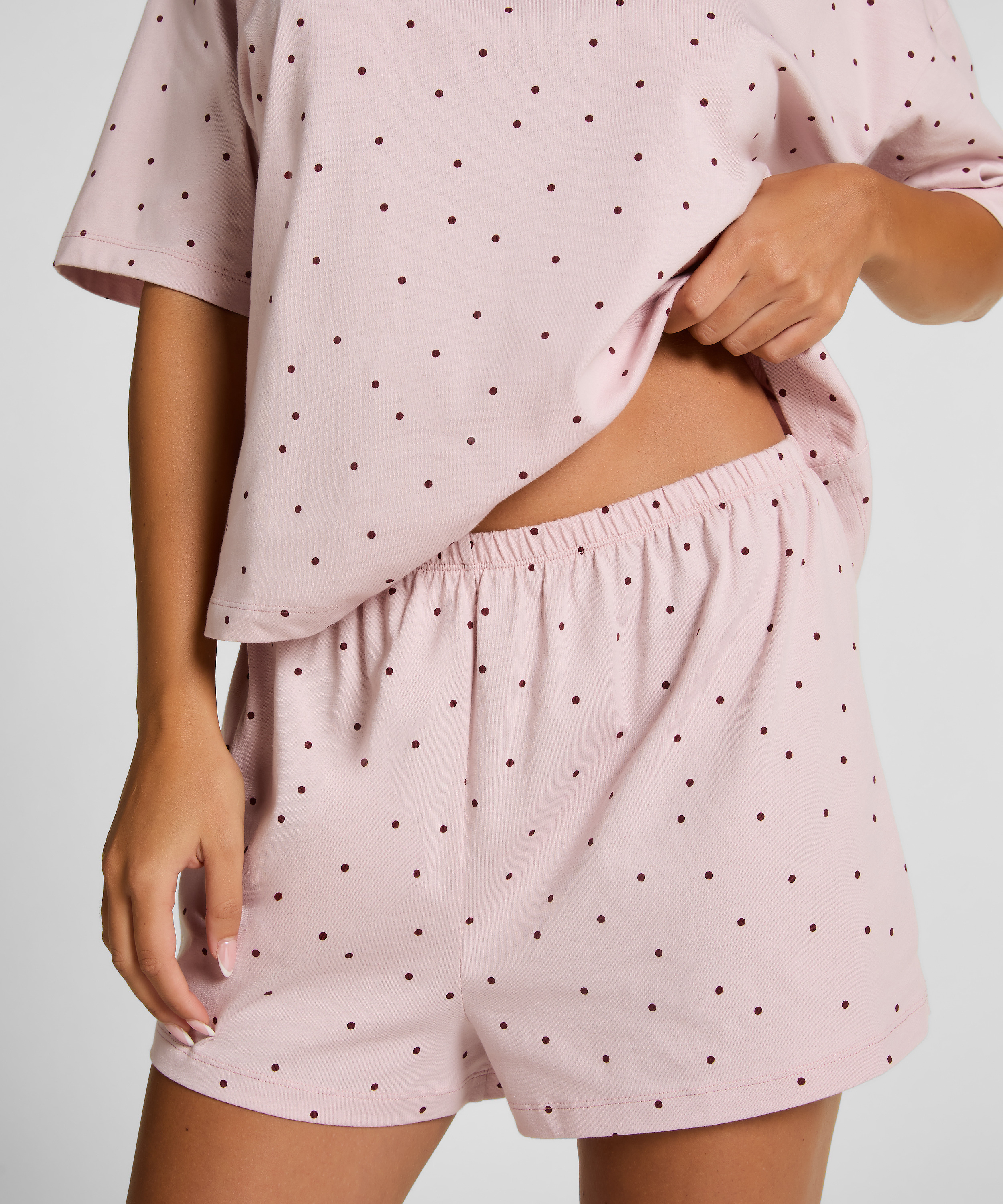 Zestaw Piżamowy Cotton Jersey Kr&oacute;tki, Fioletowy, main