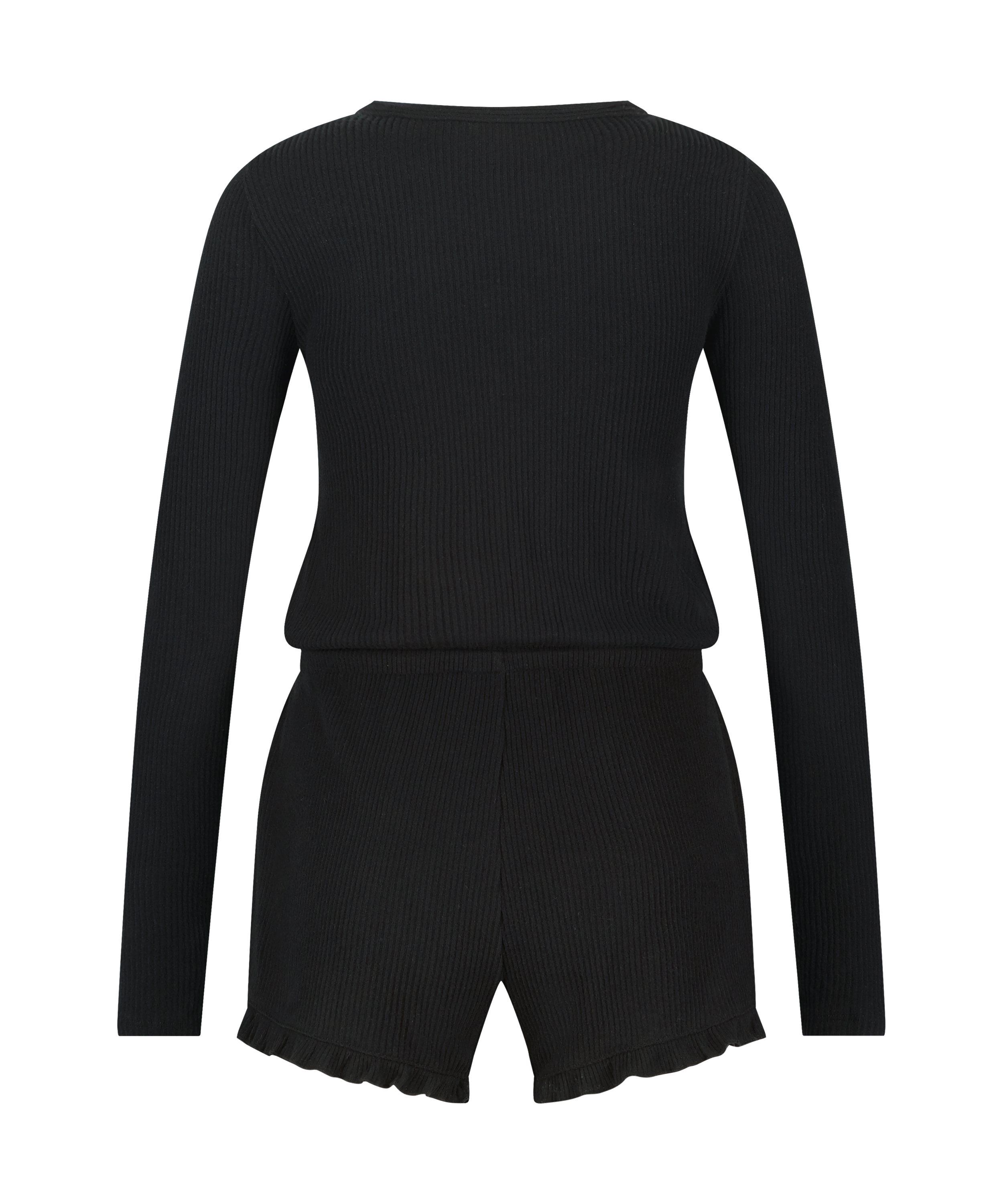 Piżama jednoczęściowa kr&oacute;tka Brushed Rib, Czarny, main