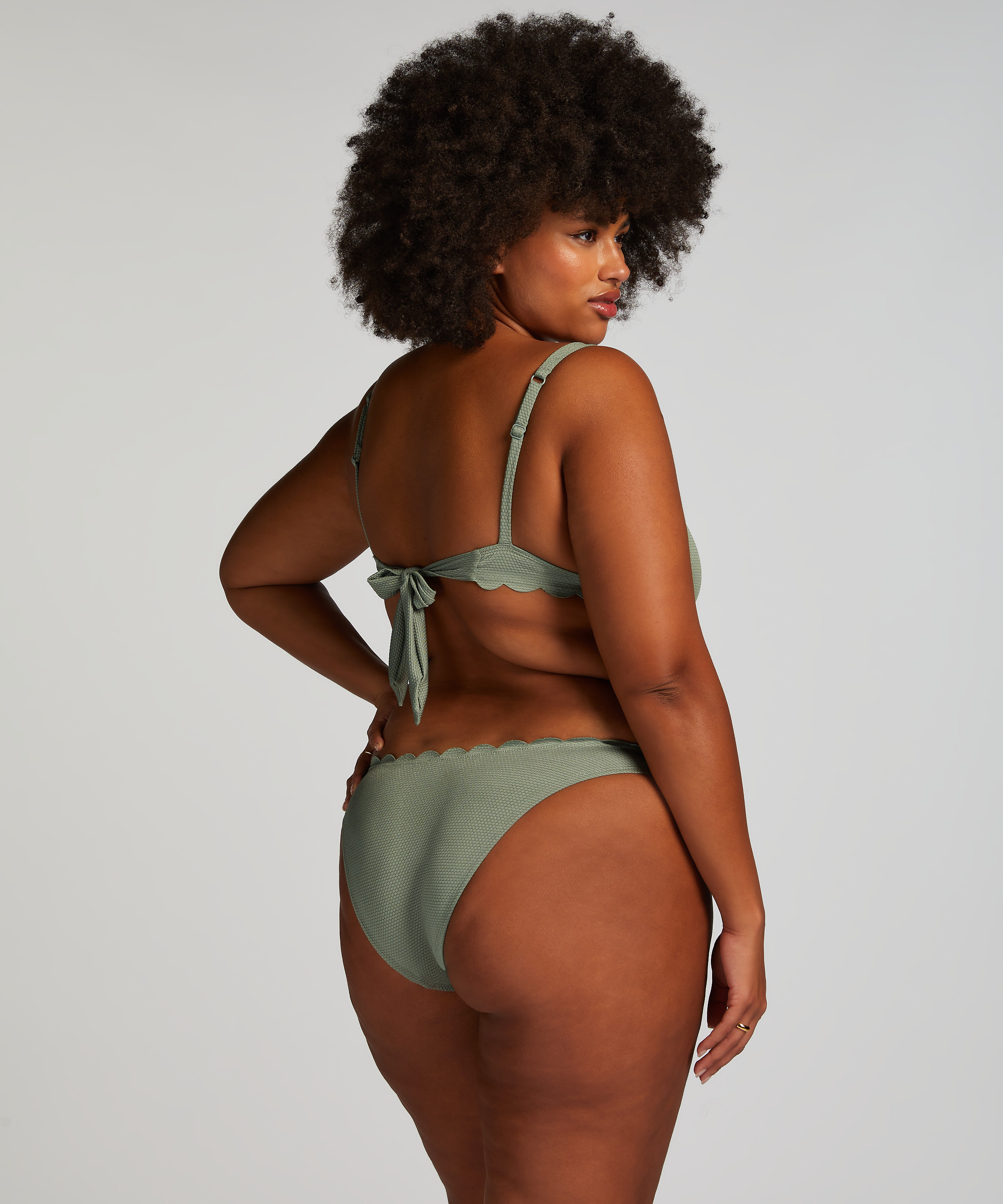Majtki Bikini Wysoko Krojona Scallop, Zielony, main