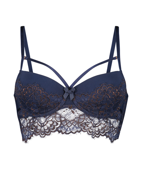 Rya Padded Longline Underwired Bra, Niebieski