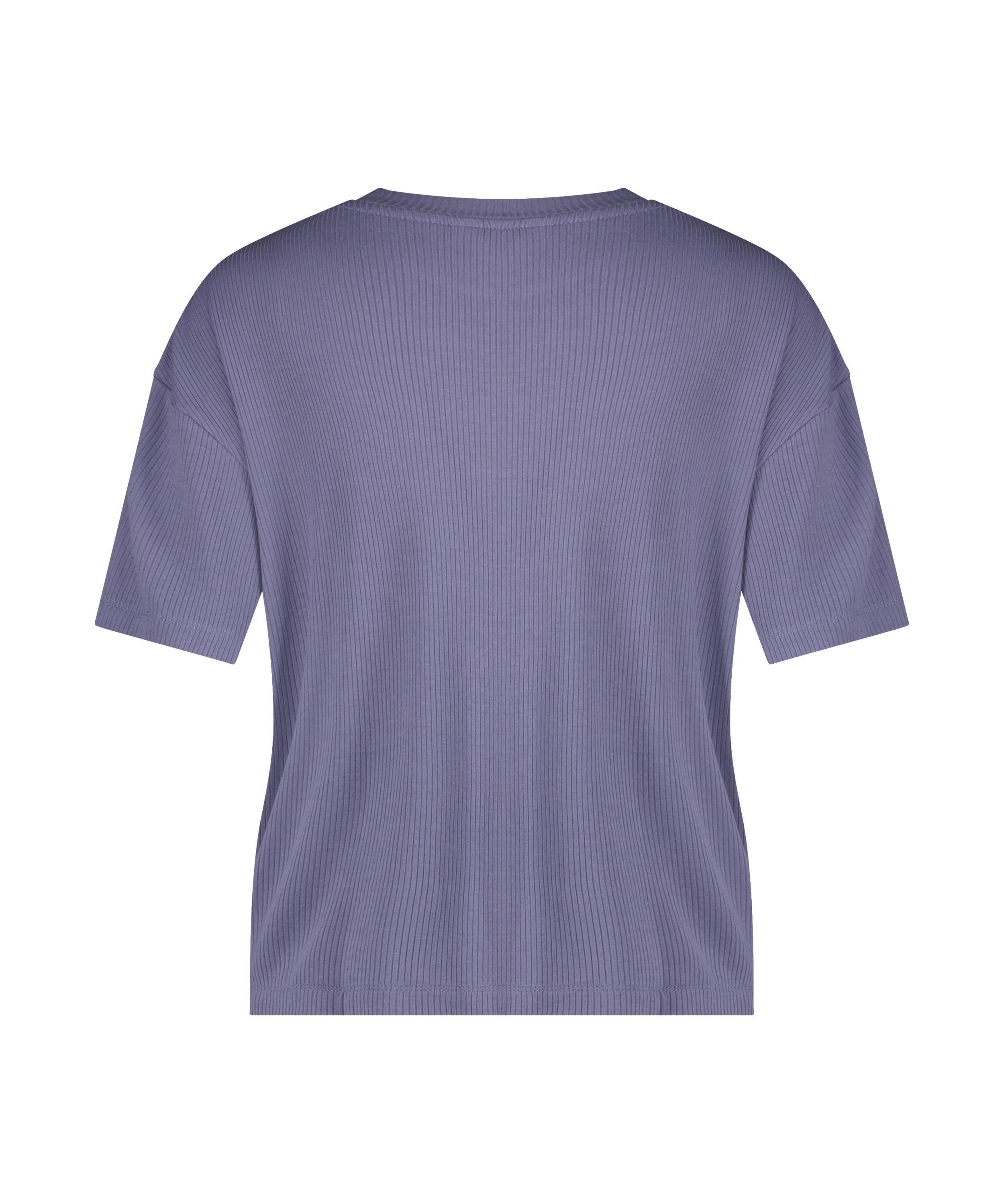 Top z krótkimi rękawami z tkaniny w prążki, Fioletowy, main