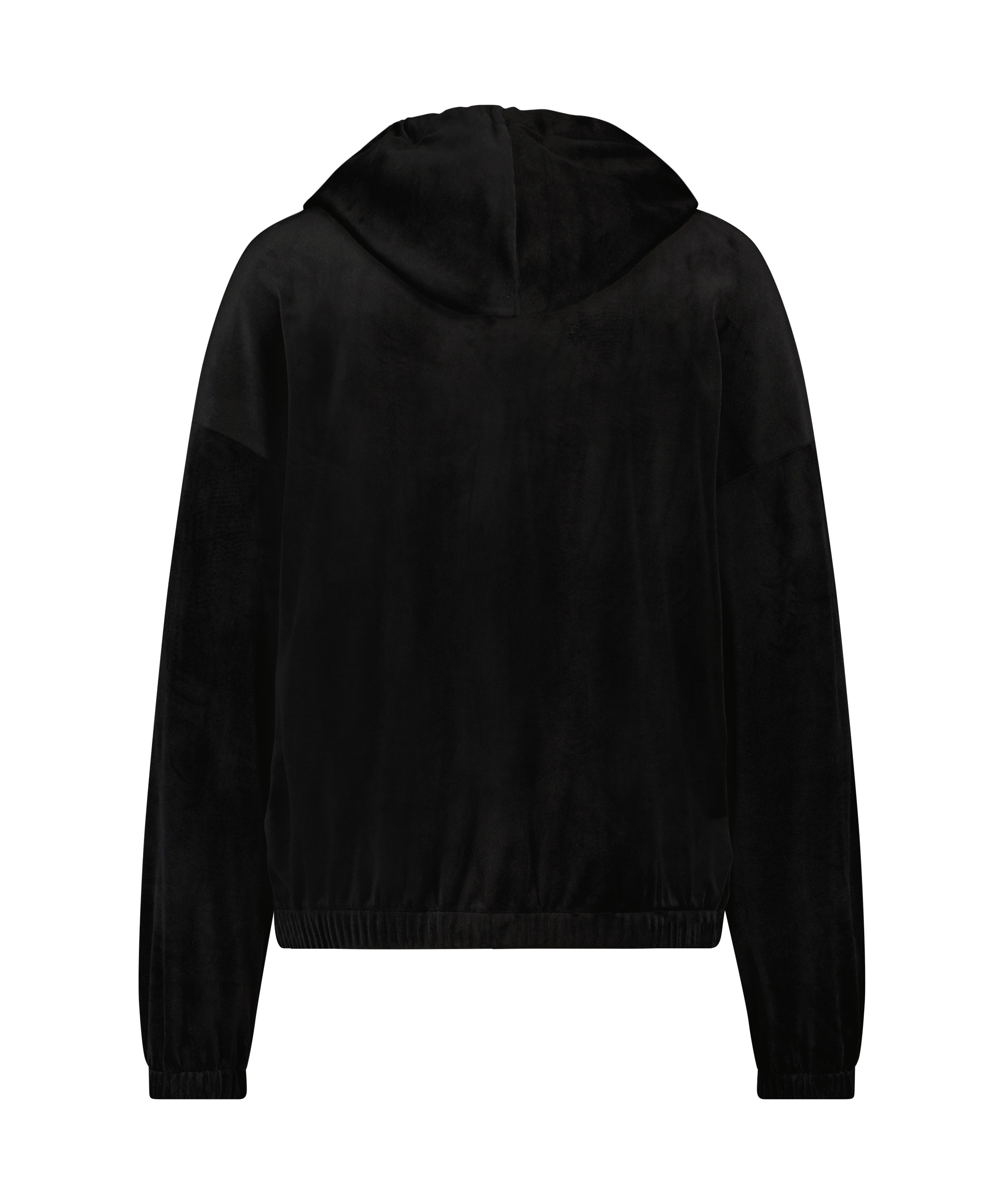 Welurowa bluza z kapturem, Czarny, main