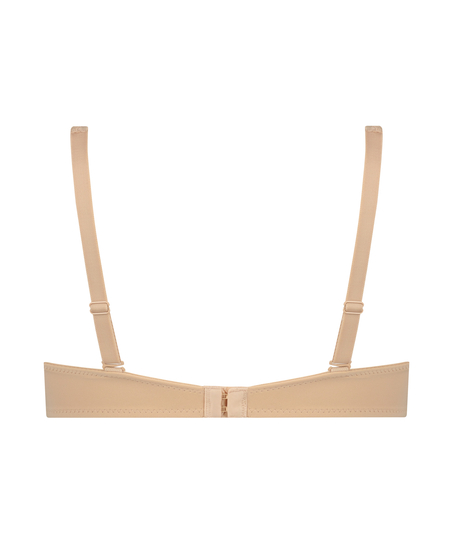 Satynowy nieusztywniony biustonosz z fiszbinami, Beżowy