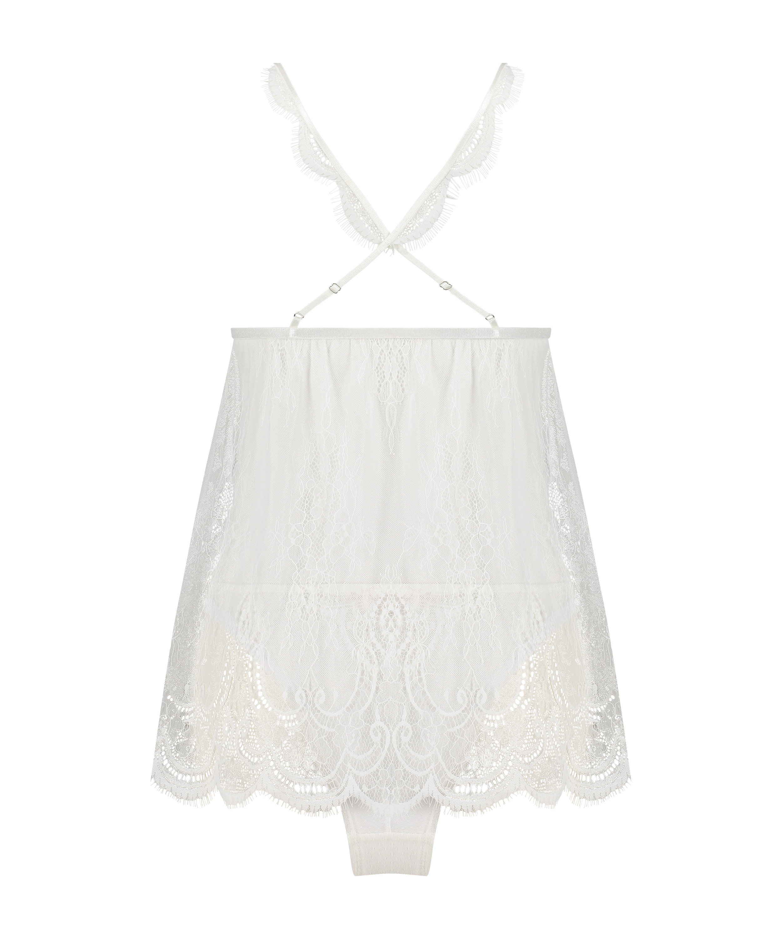Koronkowa Babydoll dla nowożeńc&oacute;w, Biały, main