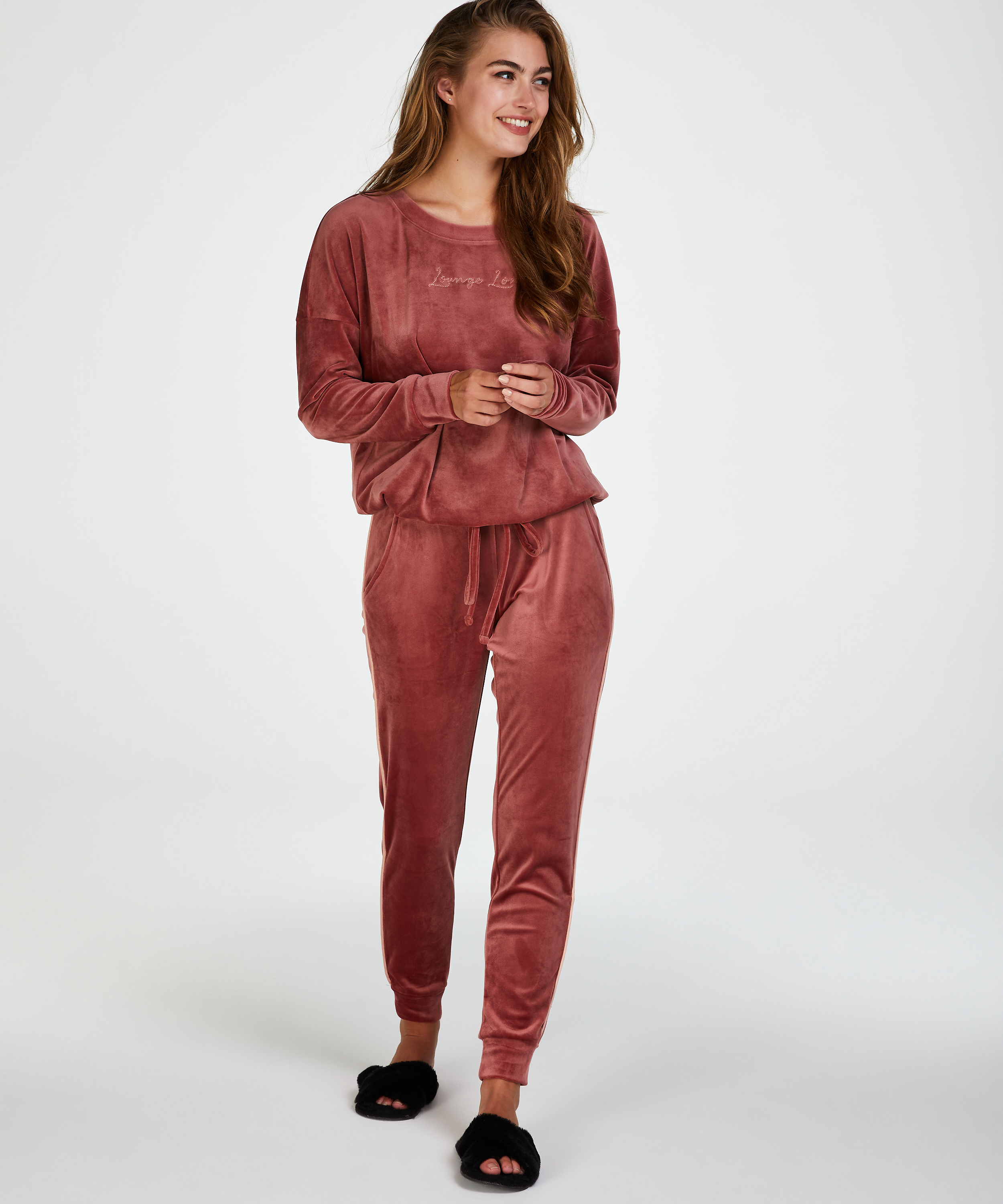 Long-sleeved Velour Top, R&oacute;żowy, main