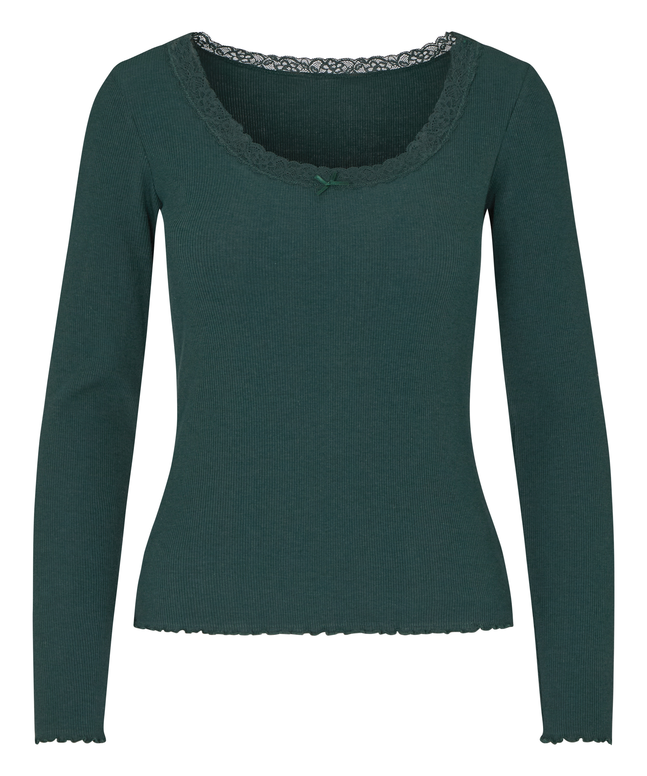 Top z Dżerseju z Koronką, Zielony, main