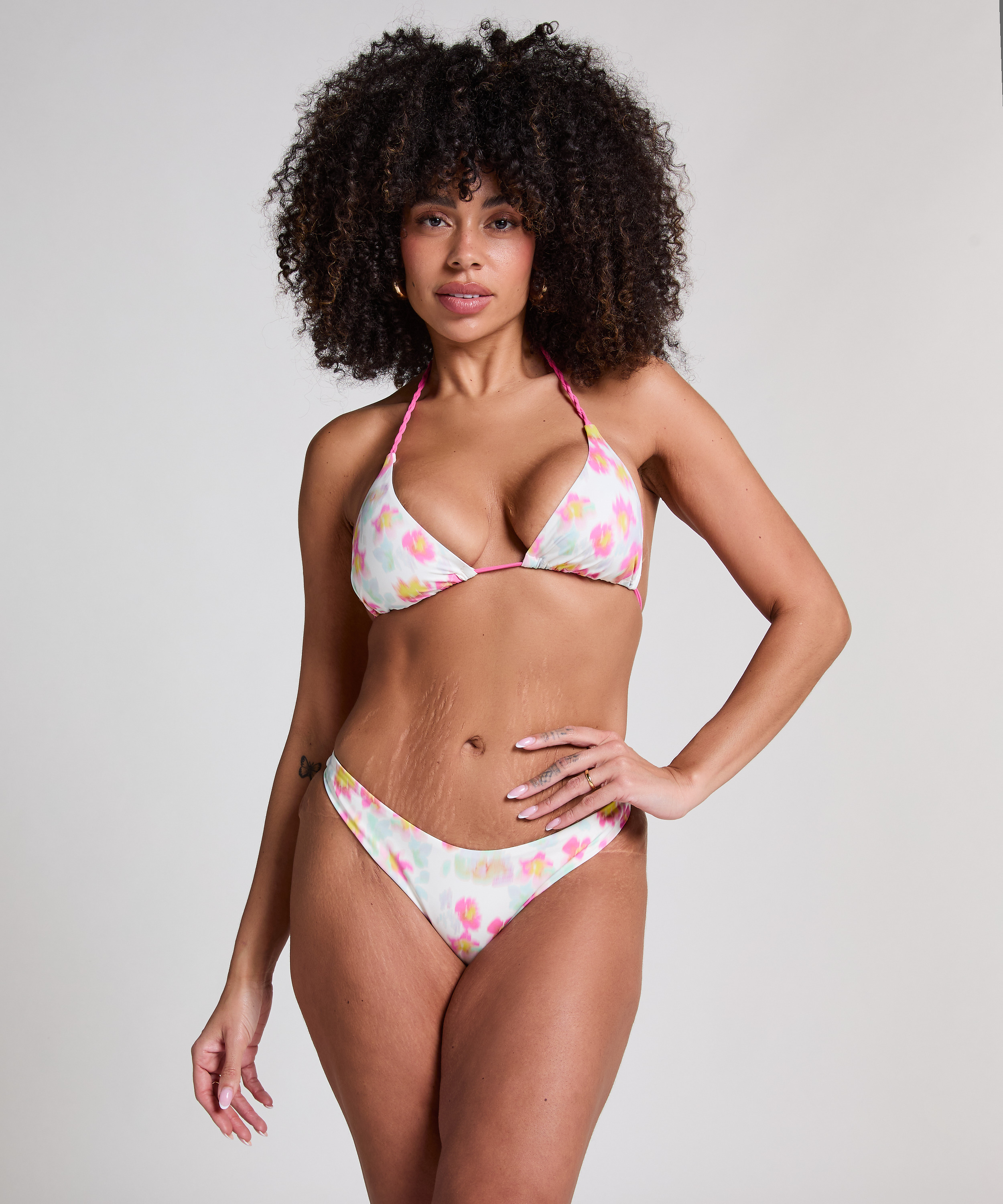Majtki Bikini Wysoko Krojona Madeira, R&oacute;żowy, main