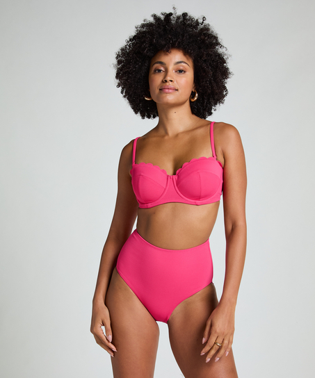 Majtki od bikini Rio w muszelkę z wysokim stanem, R&oacute;żowy