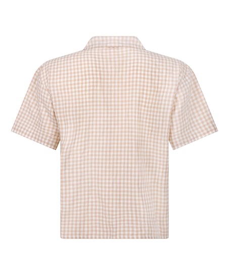 Bluza lniana w kratę, Biały