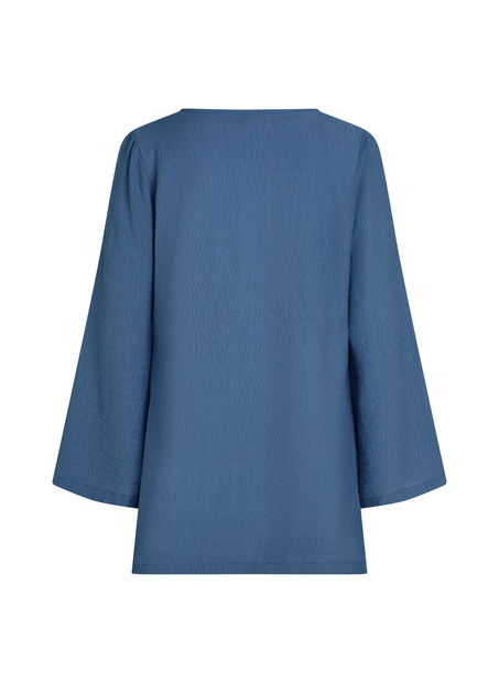 Sukienka plażowa z długim rękawem i ozdobnym pierścieniem, Niebieski