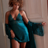 Satin lace slip dress, Niebieski