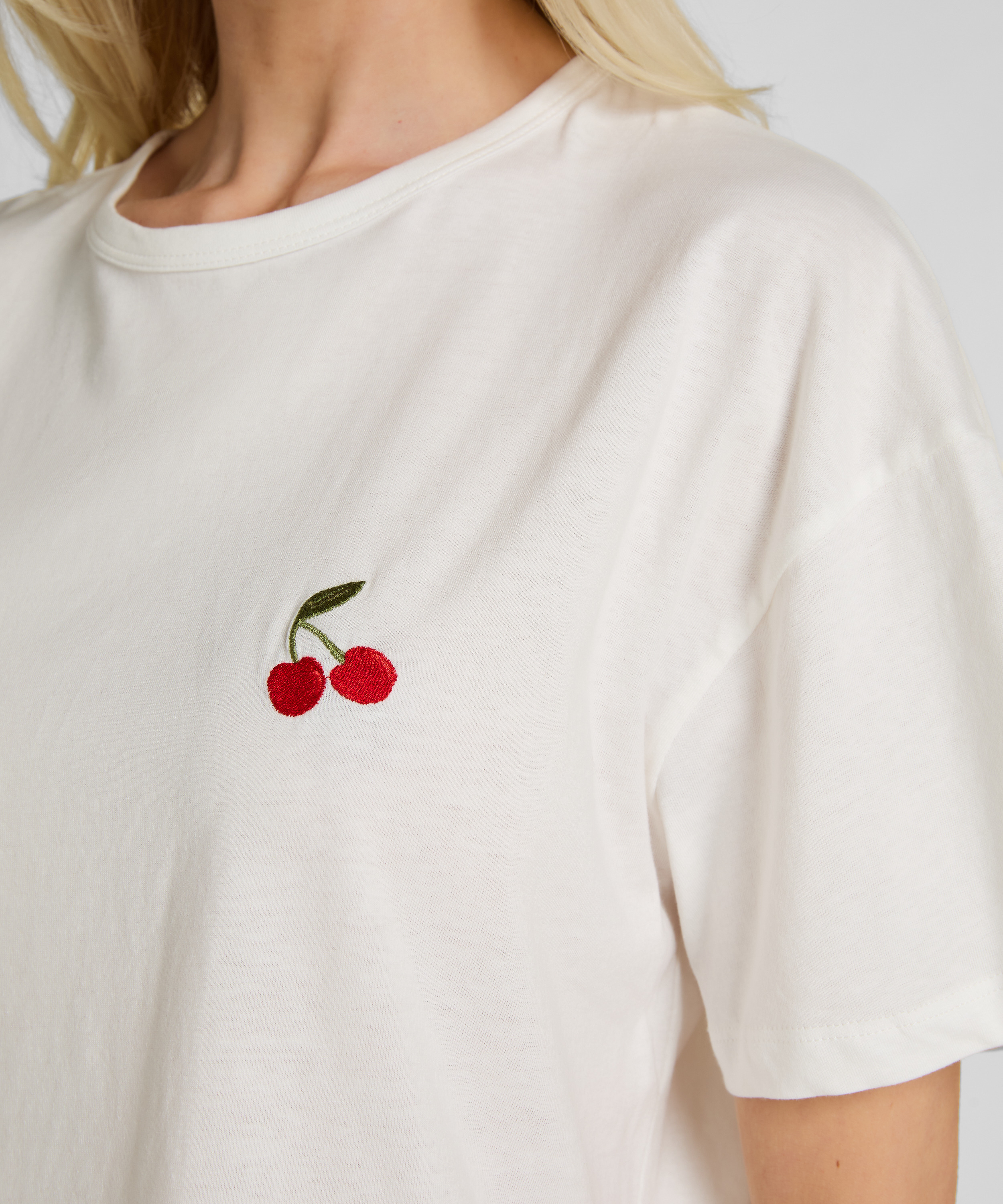 Zestaw piżamowy z bawełny, Biały, main