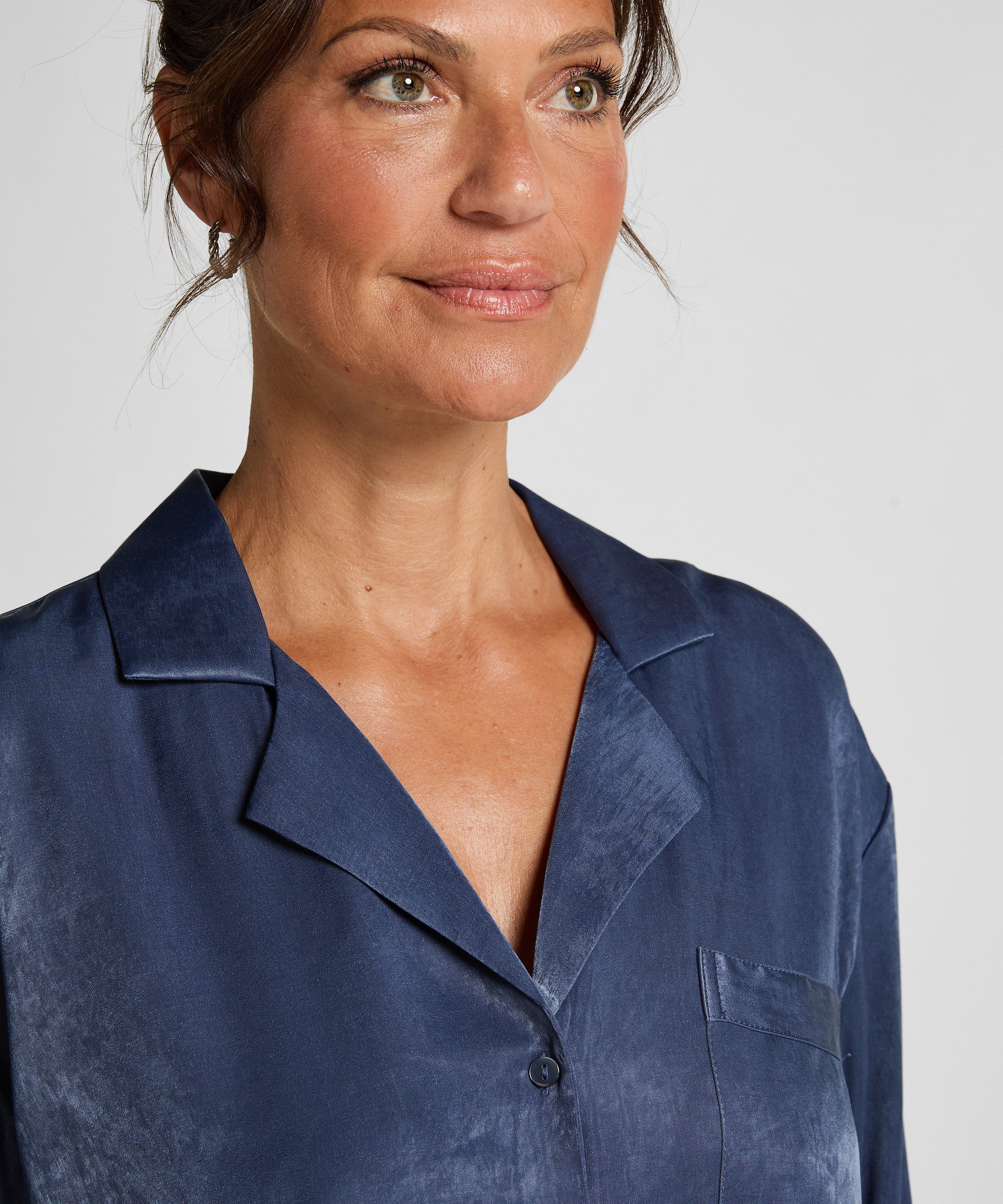 Kurtka z satyny z długimi rękawami Ayla, Niebieski, main