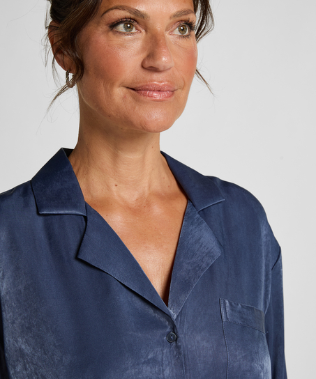 Kurtka z satyny z długimi rękawami Ayla, Niebieski