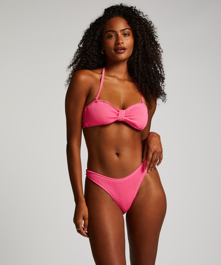 Majtki Bikini Wysoko Krojona Crinkle, R&oacute;żowy