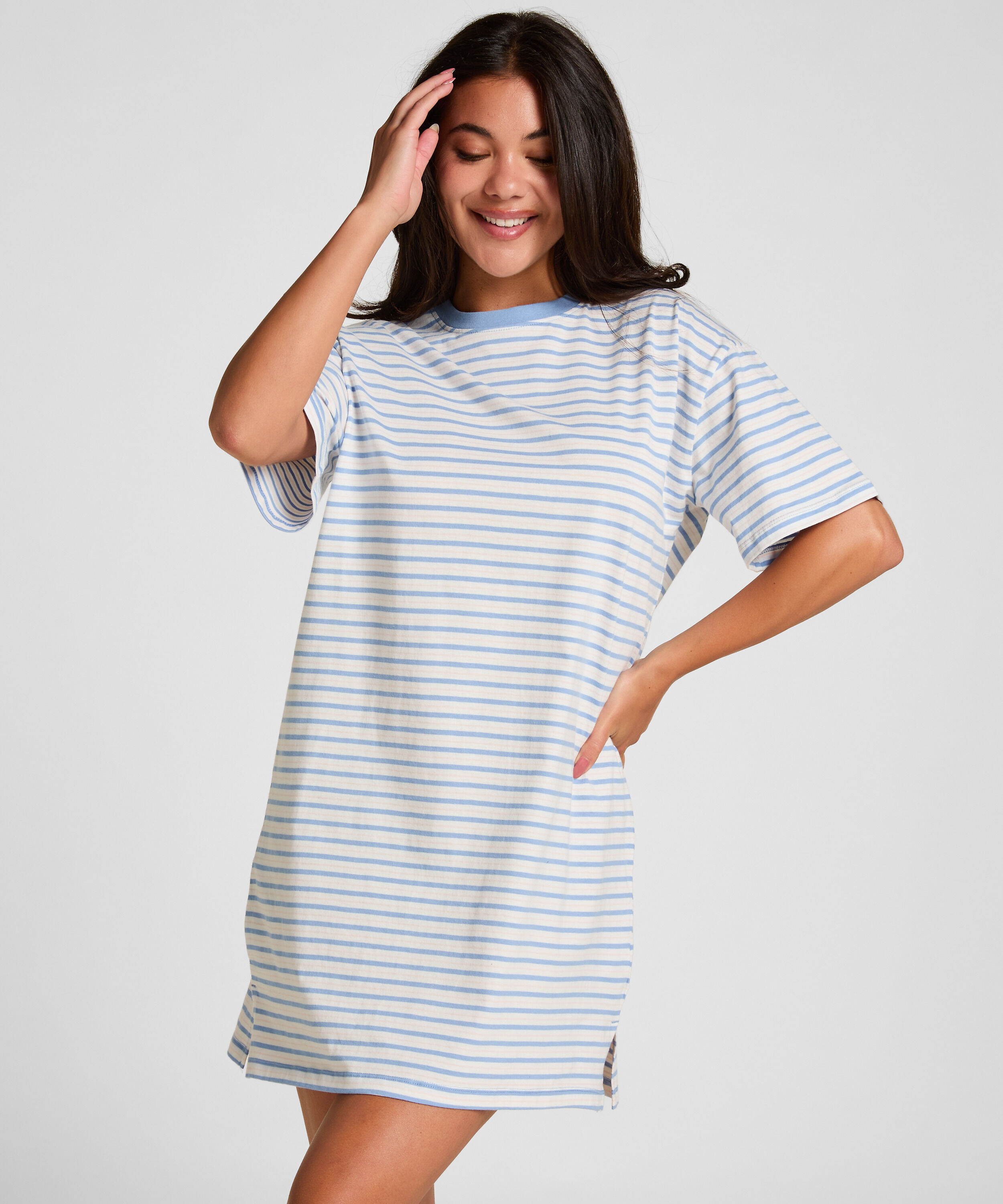 Koszula nocna z okrągłym dekoltem, Niebieski