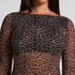 Body Tara Leopard z długim rękawem, Czarny