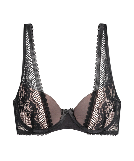 Częściowo usztywniony biustonosz z fiszbinami Malika, Czarny