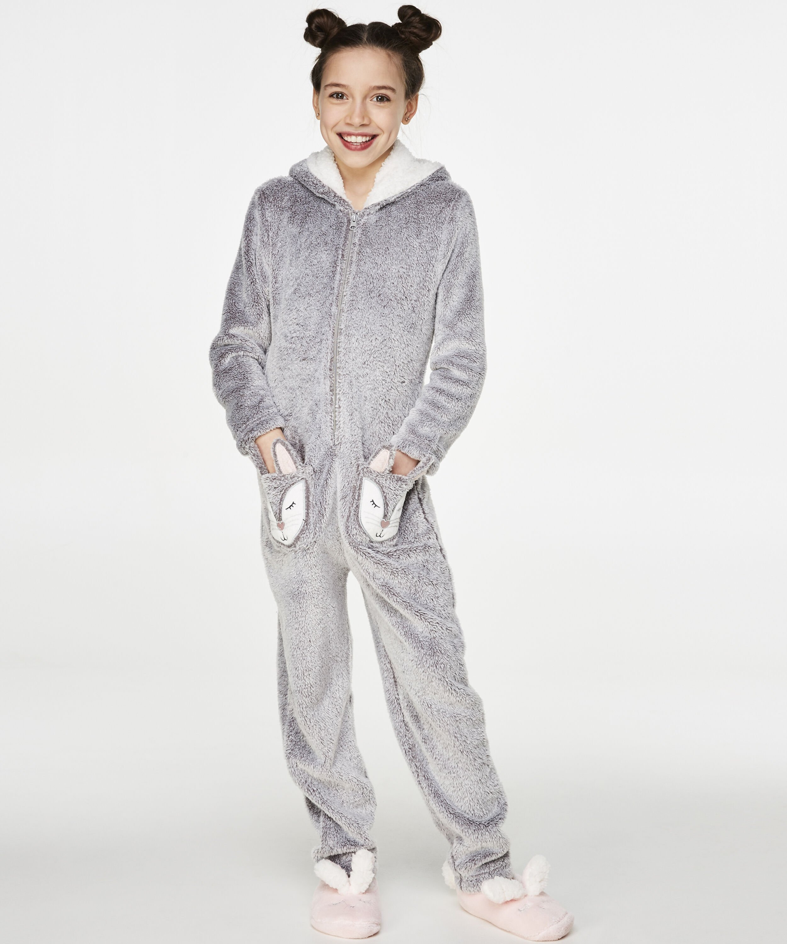 Fleece Onesie Teens, Szary