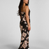 Slipdress Long Flower, Czarny