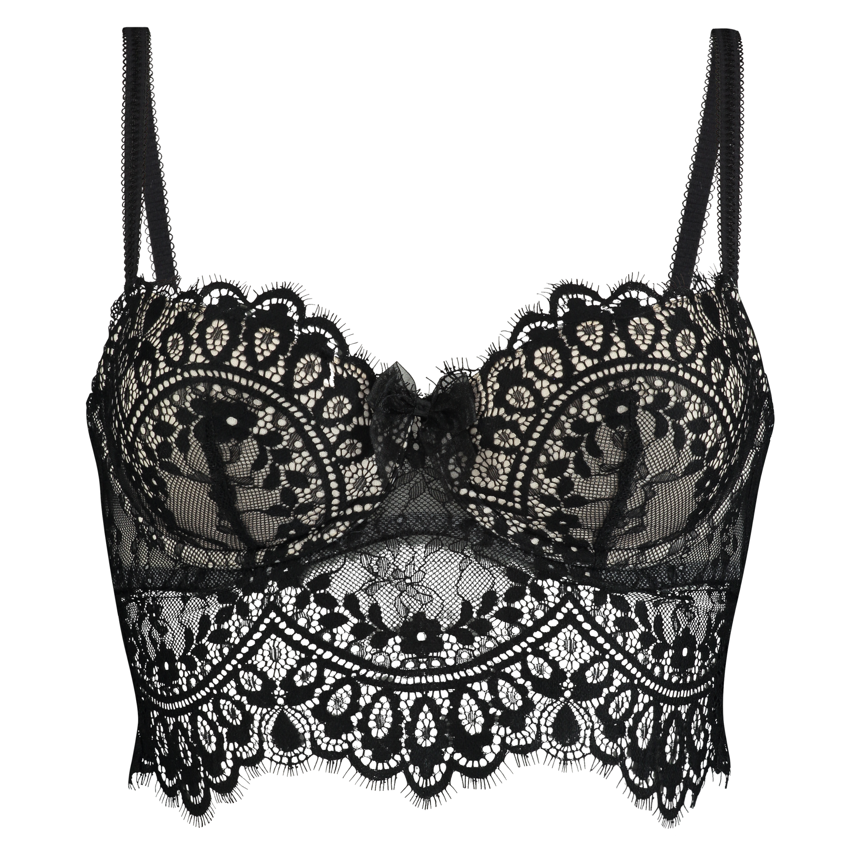 Alicia Padded Underwired Longline Bra, Czarny, main
