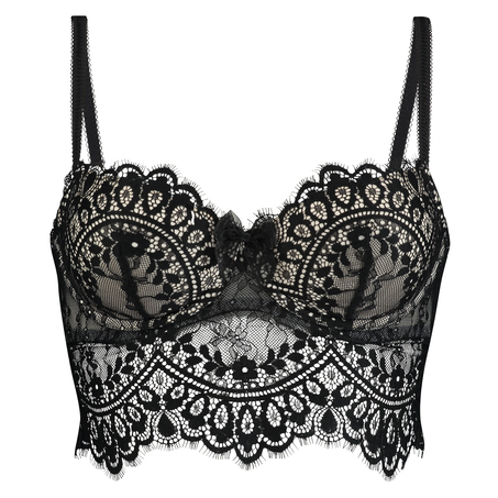 Alicia Padded Underwired Longline Bra, Czarny