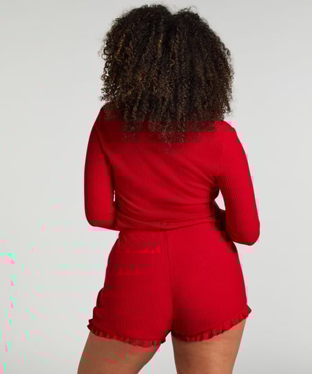 Piżama jednoczęściowa kr&oacute;tka Brushed Rib, Czerwony